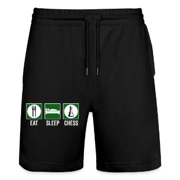 Eat Sleep Chess Chess Quote - Stanley/Stella Trainer Unisex Organic Jogging Shorts - black - Front - Nik (191cm) & Marisol (170cm)