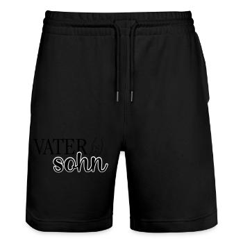 Papa Papa Père Fille Fils Fête des Pères Chemise Homme - Short de jogging bio TRAINER Stanley/Stella unisexe - noir - Devant - Nik (191cm) & Marisol (170cm)