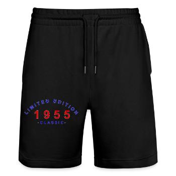 1955, Limited Edition - Stanley/Stella Unisex Bio Joggingshorts Trainer  - Schwarz - Vorne - Nik (191cm) & Marisol (170cm)