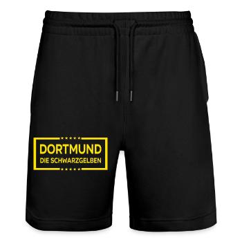 Dortmund : le Noir et le Jaune - Short de jogging bio TRAINER Stanley/Stella unisexe - noir - Devant - Nik (191cm) & Marisol (170cm)