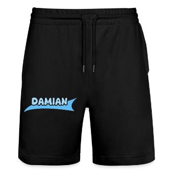 Vorname Damian - Stanley/Stella Unisex Bio Joggingshorts Trainer  - Schwarz - Vorne - Nik (191cm) & Marisol (170cm)