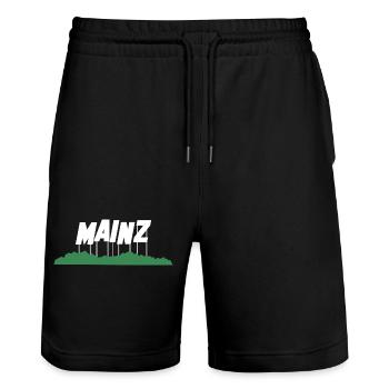 Mayence, Allemagne - Short de jogging bio TRAINER Stanley/Stella unisexe - noir - Devant - Nik (191cm) & Marisol (170cm)