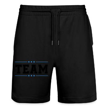 team 02 - Stanley/Stella Unisex Bio Joggingshorts Trainer  - Schwarz - Vorne - Nik (191cm) & Marisol (170cm)