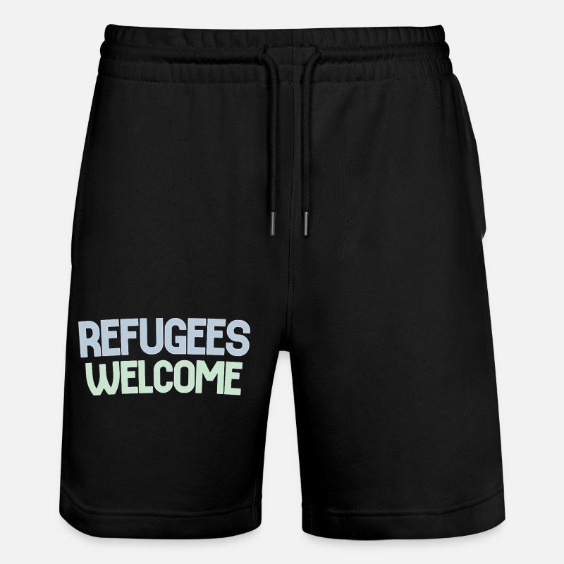 Flüchtlinge willkommen retro - Stanley/Stella Unisex Bio Joggingshorts Trainer  - Schwarz