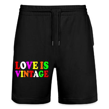 Love is vintage - Stanley/Stella Unisex Bio Joggingshorts Trainer  - Schwarz - Vorne - Nik (191cm) & Marisol (170cm)