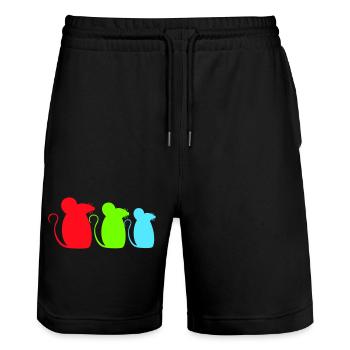 3 Mäuse Team Drei Freunde Party Crew Silhouette - Stanley/Stella Unisex Bio Joggingshorts Trainer  - Schwarz - Vorne - Nik (191cm) & Marisol (170cm)