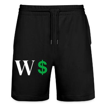 Letter w dollar - Stanley/Stella Trainer Unisex Organic Jogging Shorts - black - Front - Nik (191cm) & Marisol (170cm)