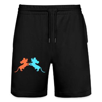 2 Mäuse Tanz Hände halten Paar Team Freunde Liebe - Stanley/Stella Unisex Bio Joggingshorts Trainer  - Schwarz - Vorne - Nik (191cm) & Marisol (170cm)