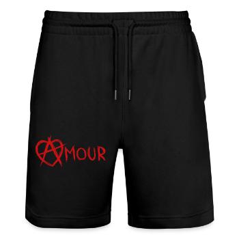 Love - Stanley/Stella Trainer Unisex Organic Jogging Shorts - black - Front - Nik (191cm) & Marisol (170cm)
