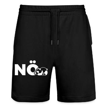 Panda Coffe Pandabär Spruch Geschenk Geschenkidee - Stanley/Stella Unisex Bio Joggingshorts Trainer  - Schwarz - Vorne - Nik (191cm) & Marisol (170cm)