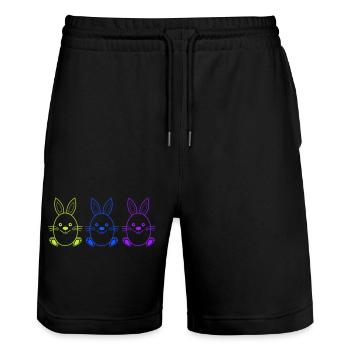 osterhase 3 - Stanley/Stella Unisex Bio Joggingshorts Trainer  - Schwarz - Vorne - Nik (191cm) & Marisol (170cm)
