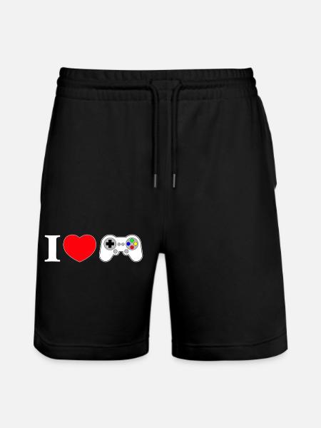 I love gaming - Stanley/Stella Trainer Unisex Organic Jogging Shorts - black