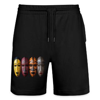 Masque africain - Short de jogging bio TRAINER Stanley/Stella unisexe - noir - Devant - Nik (191cm) & Marisol (170cm)