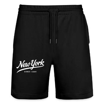 New York Big Apple Since 1664 - Stanley/Stella Unisex Bio Joggingshorts Trainer  - Schwarz - Vorne - Nik (191cm) & Marisol (170cm)
