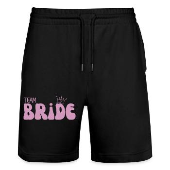 Team Bride - Stanley/Stella Unisex Bio Joggingshorts Trainer  - Schwarz - Vorne - Nik (191cm) & Marisol (170cm)