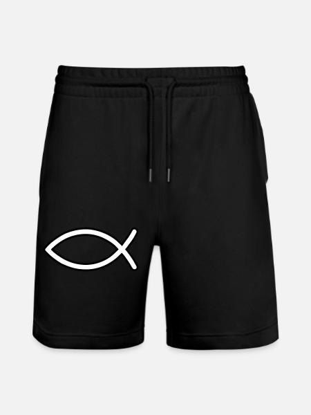 Jesus Fisch Symbol - Stanley/Stella Unisex Bio Joggingshorts Trainer - Schwarz