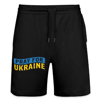 Priez pour l’Ukraine - Short de jogging bio TRAINER Stanley/Stella unisexe - noir - Devant - Nik (191cm) & Marisol (170cm)
