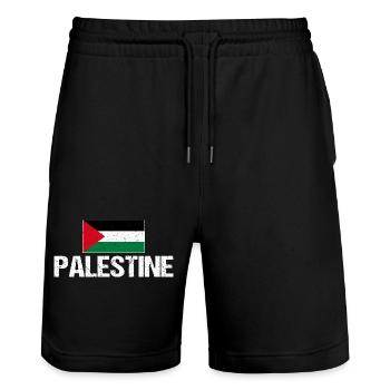 Palestina - Stanley/Stella Unisex Bio Joggingshorts Trainer  - Schwarz - Vorne - Nik (191cm) & Marisol (170cm)