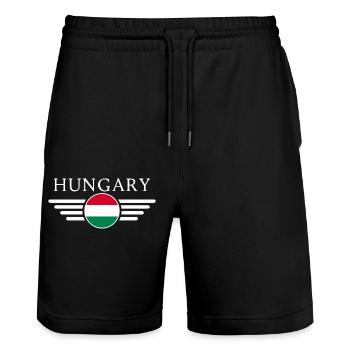 Ich liebe Ungarn - Stanley/Stella Unisex Bio Joggingshorts Trainer  - Schwarz - Vorne - Nik (191cm) & Marisol (170cm)