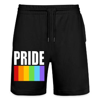 Pride Regenbogenflagge sauberes Design mit fettem Text - Stanley/Stella Unisex Bio Joggingshorts Trainer  - Schwarz - Vorne - Nik (191cm) & Marisol (170cm)