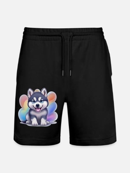 Siberian Husky Puppy - Stanley/Stella Trainer Unisex Organic Jogging Shorts - black