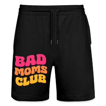 Club des mauvaises mamans - Short de jogging bio TRAINER Stanley/Stella unisexe - noir - Devant - Nik (191cm) & Marisol (170cm)