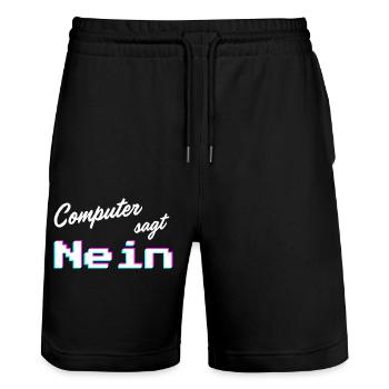 L’ordinateur dit non | L’ordinateur dit non - Short de jogging bio TRAINER Stanley/Stella unisexe - noir - Devant - Nik (191cm) & Marisol (170cm)