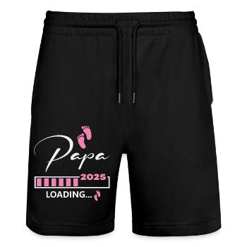 Papa 2025 loading - Stanley/Stella Unisex Bio Joggingshorts Trainer  - Schwarz - Vorne - Nik (191cm) & Marisol (170cm)