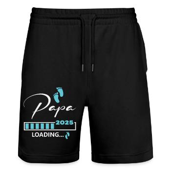 Papa 2025 loading - Stanley/Stella Unisex Bio Joggingshorts Trainer  - Schwarz - Vorne - Nik (191cm) & Marisol (170cm)