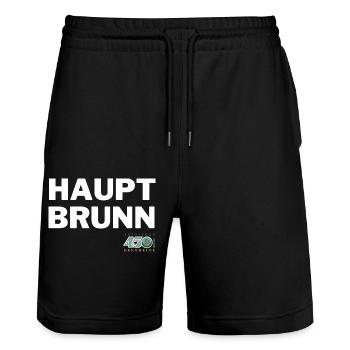 HAUPTBRUNN - Stanley/Stella Unisex Bio Joggingshorts Trainer  - Schwarz - Vorne - Nik (191cm) & Marisol (170cm)