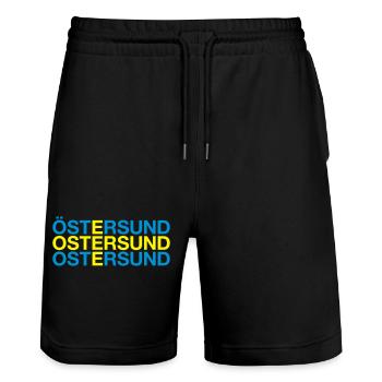 ÖSTERSUND - Suède - Drapeau suédois - Short de jogging bio TRAINER Stanley/Stella unisexe - noir - Devant - Nik (191cm) & Marisol (170cm)