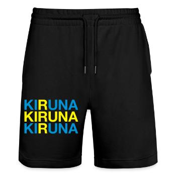 KIRUNA Sweden Flag Swedish Flag - Stanley/Stella Trainer Unisex Organic Jogging Shorts - black - Front - Nik (191cm) & Marisol (170cm)