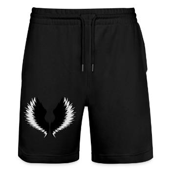 Flügel mit Schatten - Stanley/Stella Unisex Bio Joggingshorts Trainer  - Schwarz - Vorne - Nik (191cm) & Marisol (170cm)