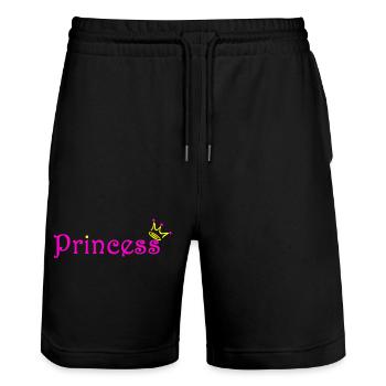 Prinzessin Glitzer Krone - Stanley/Stella Unisex Bio Joggingshorts Trainer  - Schwarz - Vorne - Nik (191cm) & Marisol (170cm)
