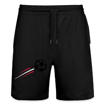 Fußball mit österreichischen Nationalfarben - Stanley/Stella Unisex Bio Joggingshorts Trainer  - Schwarz - Vorne - Nik (191cm) & Marisol (170cm)