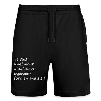 Je suis fort en maths ! - Short de jogging bio TRAINER Stanley/Stella unisexe - noir - Devant - Nik (191cm) & Marisol (170cm)