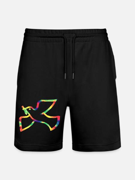 Bunte Friedenstaube - Stanley/Stella Unisex Bio Joggingshorts Trainer - Schwarz