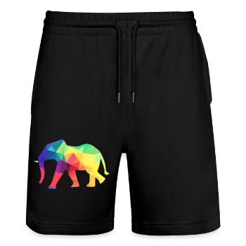 Colourful elephant - Stanley/Stella Trainer Unisex Organic Jogging Shorts - black - Front - Nik (191cm) & Marisol (170cm)