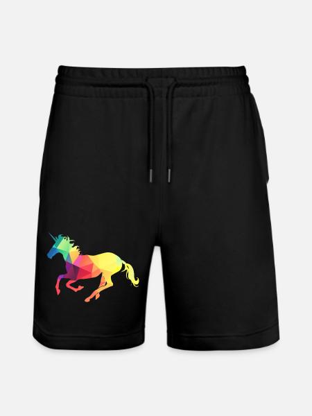Buntes Einhorn - Stanley/Stella Unisex Bio Joggingshorts Trainer  - Schwarz