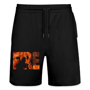 Firefighter - Stanley/Stella Trainer Unisex Organic Jogging Shorts - black - Front - Nik (191cm) & Marisol (170cm)