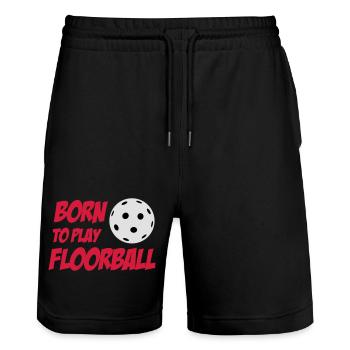 Born To Play Floorball - Stanley/Stella Trainer Unisex Organic Jogging Shorts - black - Front - Nik (191cm) & Marisol (170cm)