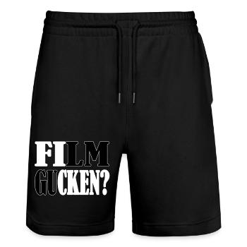Film gucken? - Stanley/Stella Unisex Bio Joggingshorts Trainer  - Schwarz - Vorne - Nik (191cm) & Marisol (170cm)