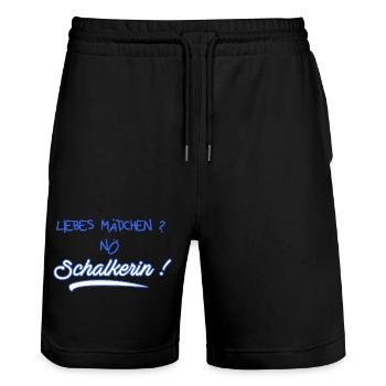 Liebes Mädchen? Nö Schalkerin - Schalke Fan - Stanley/Stella Unisex Bio Joggingshorts Trainer  - Schwarz - Vorne - Nik (191cm) & Marisol (170cm)