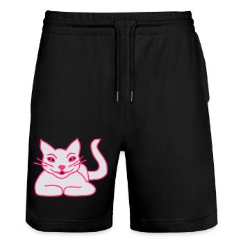 Chat - Short de jogging bio TRAINER Stanley/Stella unisexe - noir - Devant - Nik (191cm) & Marisol (170cm)