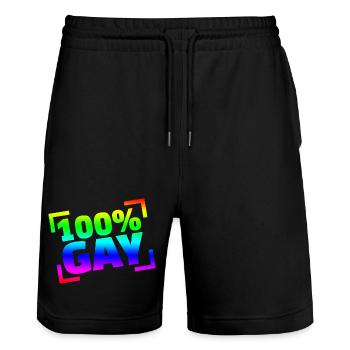 100 Gay / CSD - Stanley/Stella Unisex Bio Joggingshorts Trainer  - Schwarz - Vorne - Nik (191cm) & Marisol (170cm)