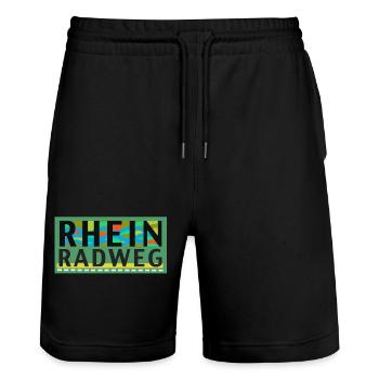 Rheinradweg - Stanley/Stella Unisex Bio Joggingshorts Trainer  - Schwarz - Vorne - Nik (191cm) & Marisol (170cm)