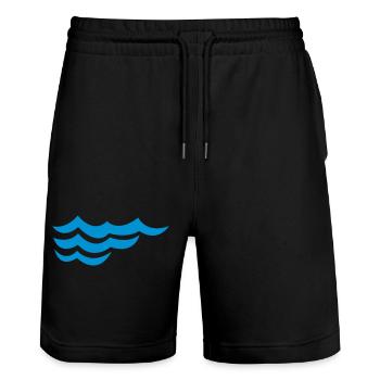 ocean waves - Stanley/Stella Trainer Unisex Organic Jogging Shorts - black - Front - Nik (191cm) & Marisol (170cm)