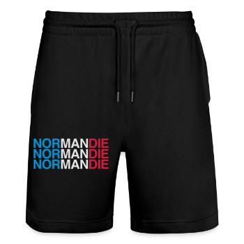 NORMANDY France France Flag - Stanley/Stella Trainer Unisex Organic Jogging Shorts - black - Front - Nik (191cm) & Marisol (170cm)