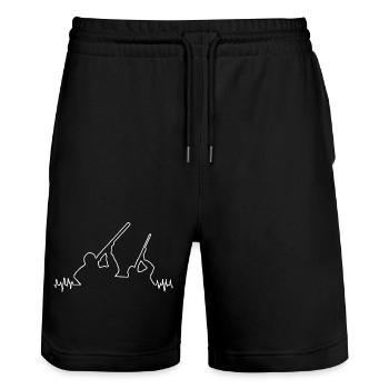 Anpassbares Hunter T-Shirt - Stanley/Stella Unisex Bio Joggingshorts Trainer  - Schwarz - Vorne - Nik (191cm) & Marisol (170cm)