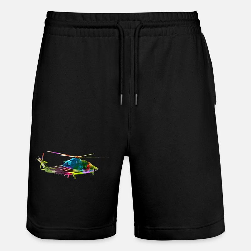 Bunter Helikopter - Stanley/Stella Unisex Bio Joggingshorts Trainer  - Schwarz
